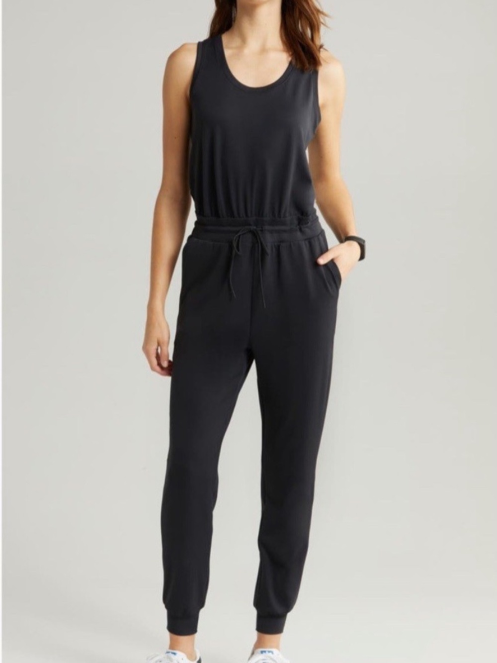 Nordstrom Zella Black Lift Off Light Weight Sleeveless Jumpsuit Small Excellent
